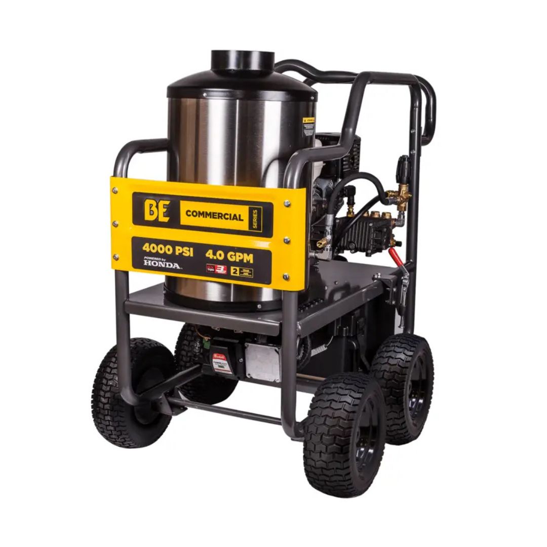 BE 4,000 PSI - 4.0 GPM Warrior Hot Water Pressure Washer with Honda GX390 Engine and General Triplex Pump - Commercial Series