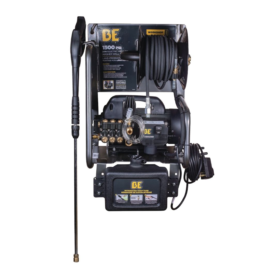 BE 1,500 PSI - 1.6 GPM Delta Trio Electric Pressure Washer with Powerease Motor and Triplex Pump - Workshops Series